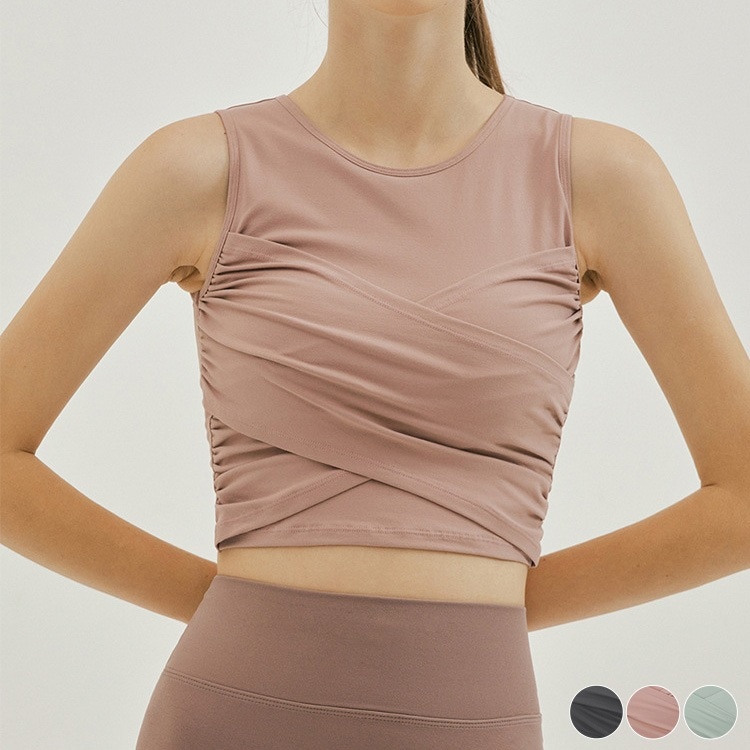 カップ付き クロスギャザー ショート丈 スポーツ 

