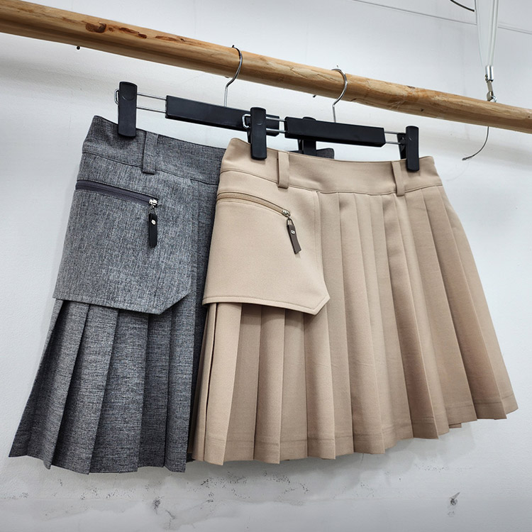 サイドポケット プリーツ ミニスカート 韓国ゴルフウェア

