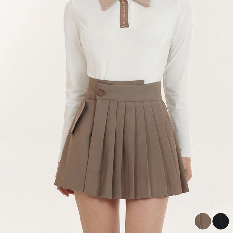 プリーツ切り替え ラップ ショートパンツ 韓国ゴルフウェア