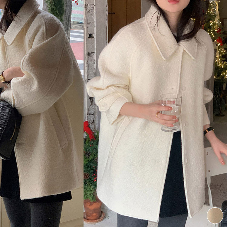 ラグランスリーブ ミドル丈 ステンカラーコート