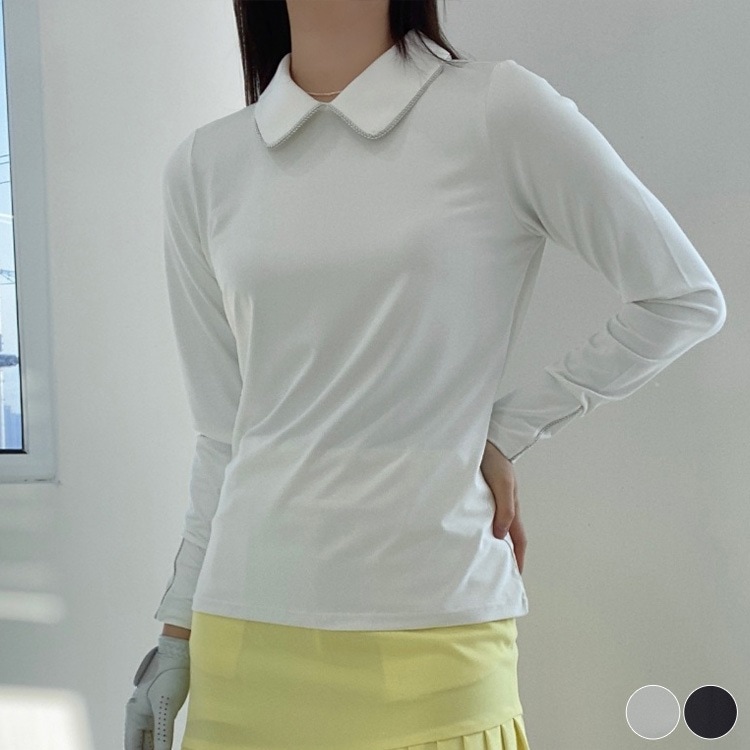バックボタン 襟付き 長袖 Ｔシャツ 韓国ゴルフウェア