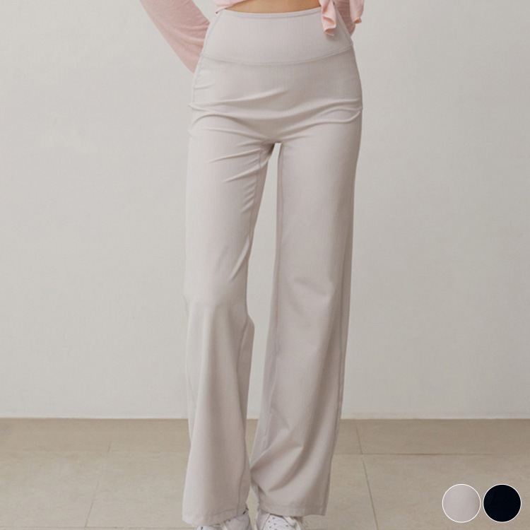 ハイウエスト ワイドライン ストレートパンツ ヨガウエア

