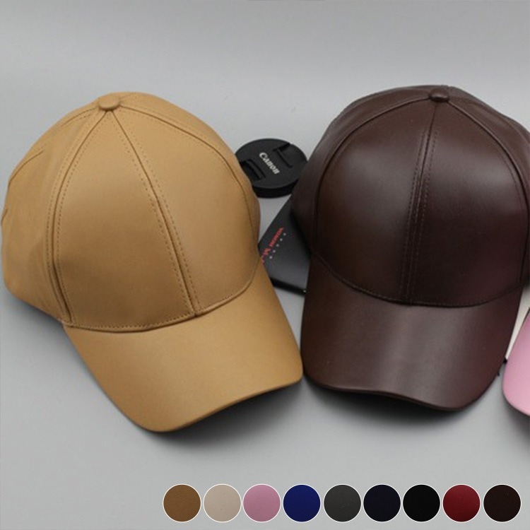 シンプル レザー ベースボール キャップ

