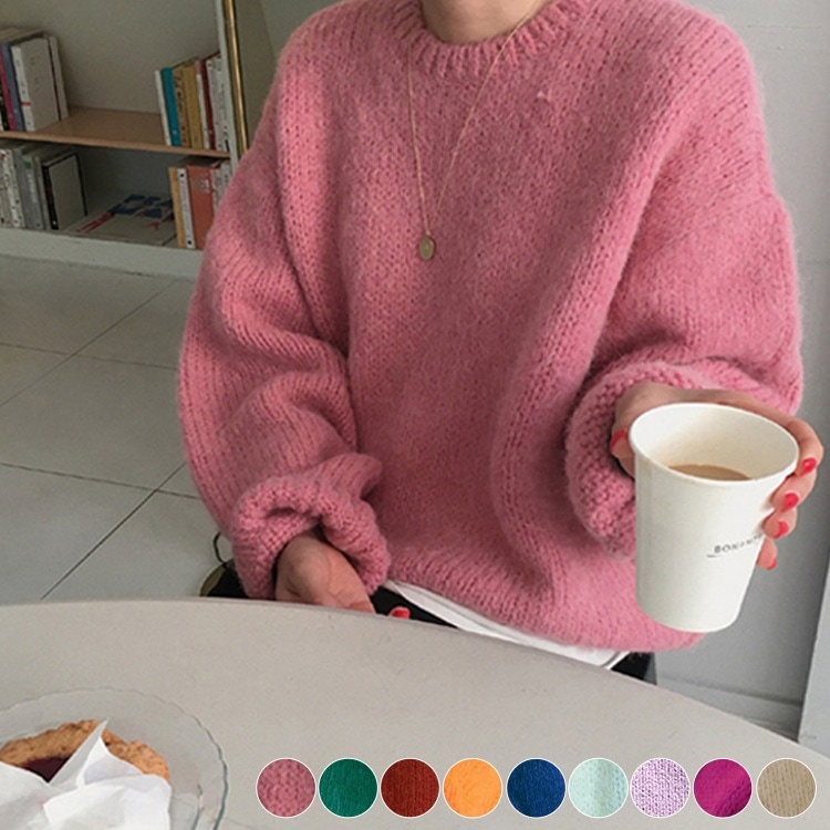 9color ふんわり 厚手 ニット トップス

