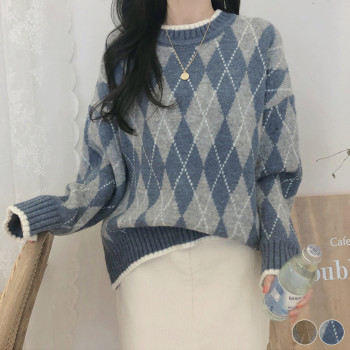 アーガイル柄 ニット セーター トップス