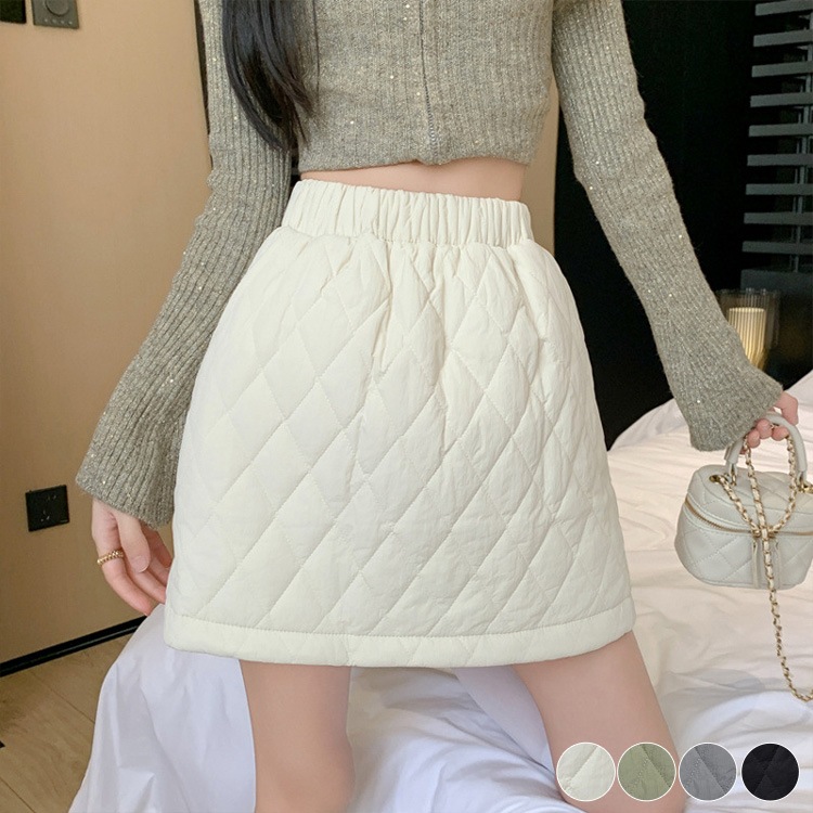 Aライン 中綿入り キルティング ミニスカート|ボトムス|レディースファッション