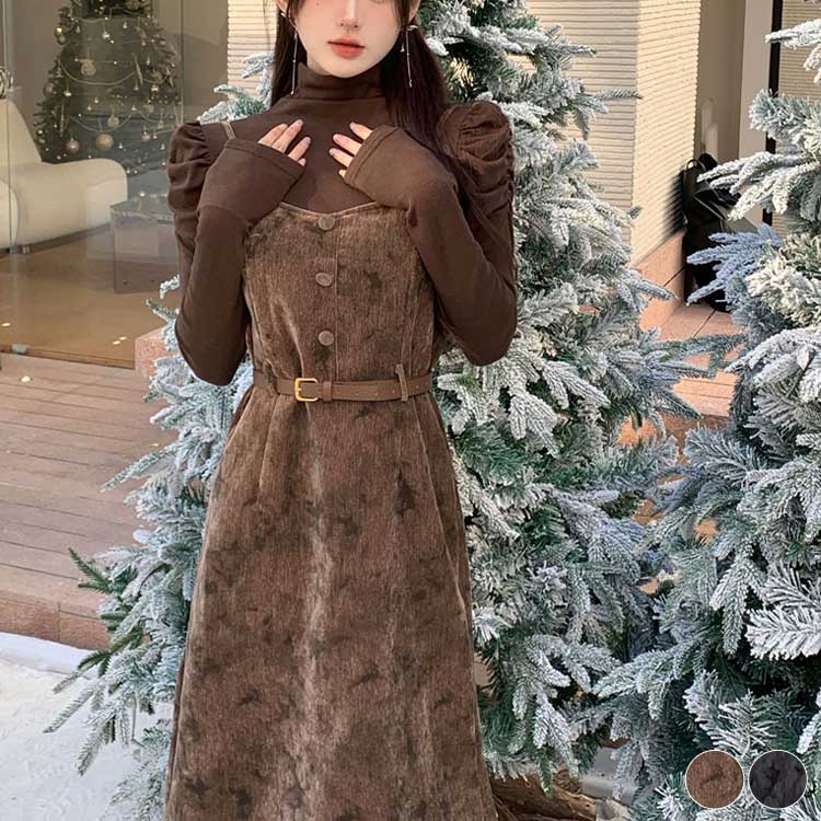 ベルト付き ハイネックトップス キャミソールワンピース |ワンピース|レディースファッション