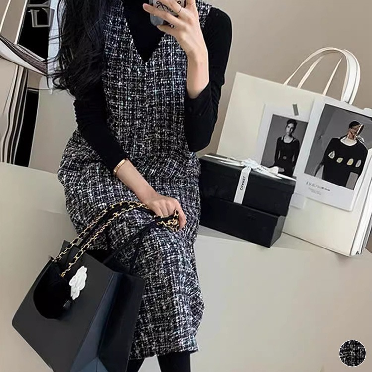 ミックスツイード ジャンパースカート ワンピース