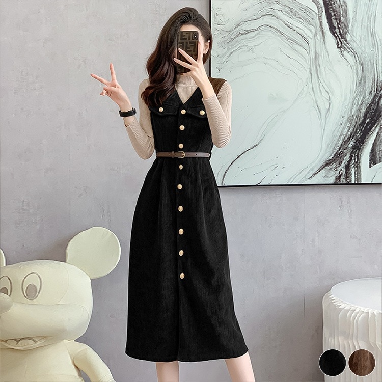 きれいめ Aライン コーデュロイ ミモレ丈 |ワンピース|レディースファッション