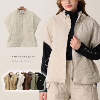 中綿入り キルティング 半袖 ジャケット 韓国ゴルフウェア