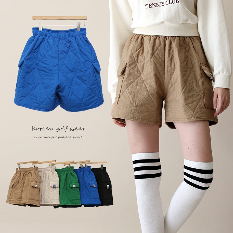 中綿入り キルティング 軽量 ショートパンツ 韓国ゴルフウェア