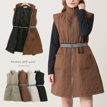ハイネック キルティング ワンピース 韓国ゴルフウェア