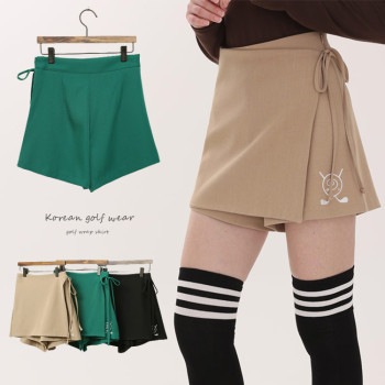 ウエストリボン エレガント ラップ ショートパンツ 韓国ゴルフ