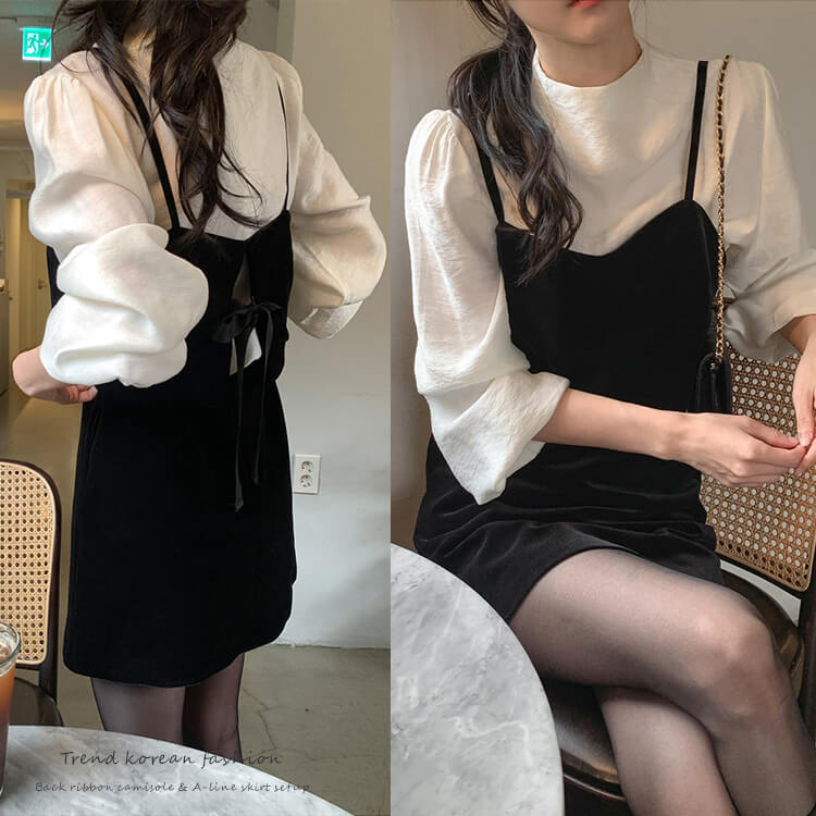 バックリボン ビスチェ ミニスカート セットアップ