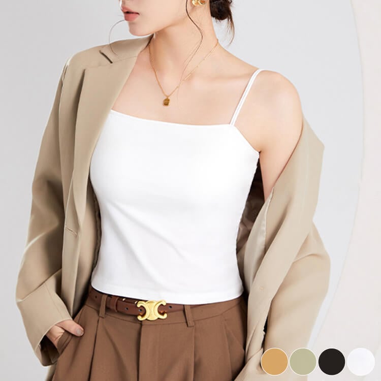 ダブルショルダー カップ付き キャミソール インナー トップス