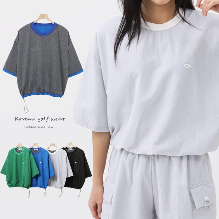 無縫製 スウェット 半袖 Ｔシャツ 韓国ゴルフウェア

