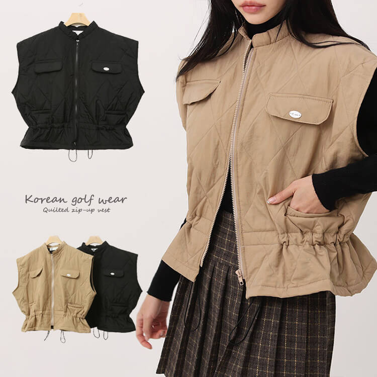 ダイヤ キルティング ベスト 韓国ゴルフウェア

