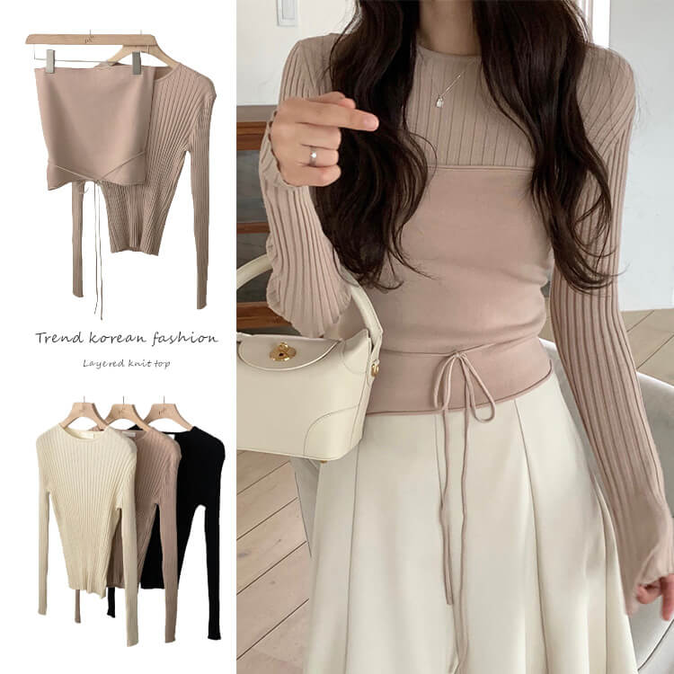 レイヤード ニット セット ビスチェ カットソー 

