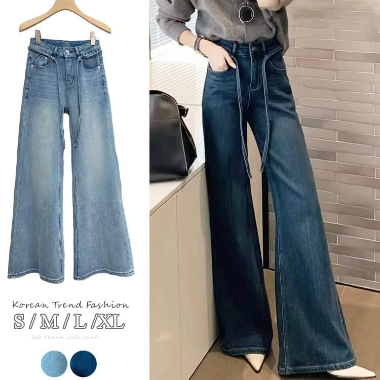 てろんと感 4WAYストレッチ タイト フレア デニムパンツ