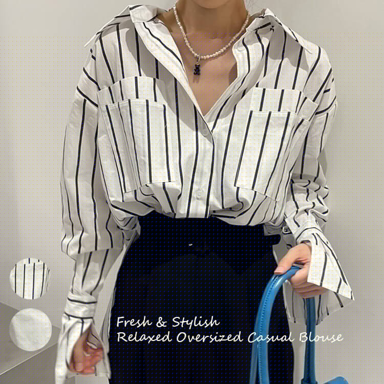 オーバーサイズ ドロップショルダー 長袖 シャツ ブラウス

