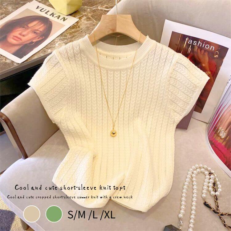 きれいめ 半袖 サマーニット トップス レディース

