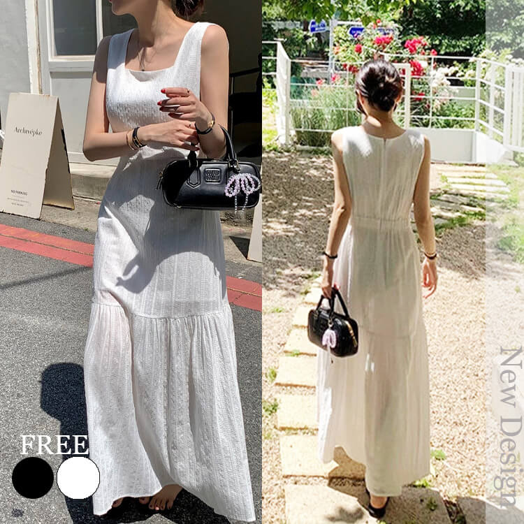 刺繍入りティアード マーメイド ロングワンピース