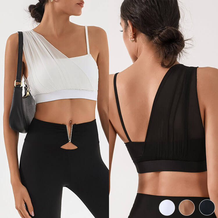 チュール アシンメトリー ヨガトップス ブラ

