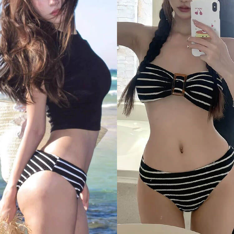 半袖トップス付き 3点セット チューブトップ ビキニ 水着

