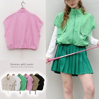 ゴルフ ジップアップ 半袖 ベスト トップス