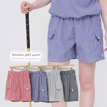 セットアップOK ギンガムチェック ゴルフ ショートパンツ