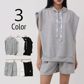 フード付き 半袖 スウェット フーディー ショートパンツ セットアップ|ワンピース|レディースファッション
