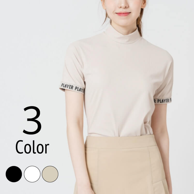 袖ロゴ ハイネック 半袖 トップス 韓国 ゴルフウェア | ゴルフ