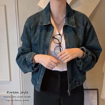 切り替え デニム ジップアップ ショート丈 ジャケット