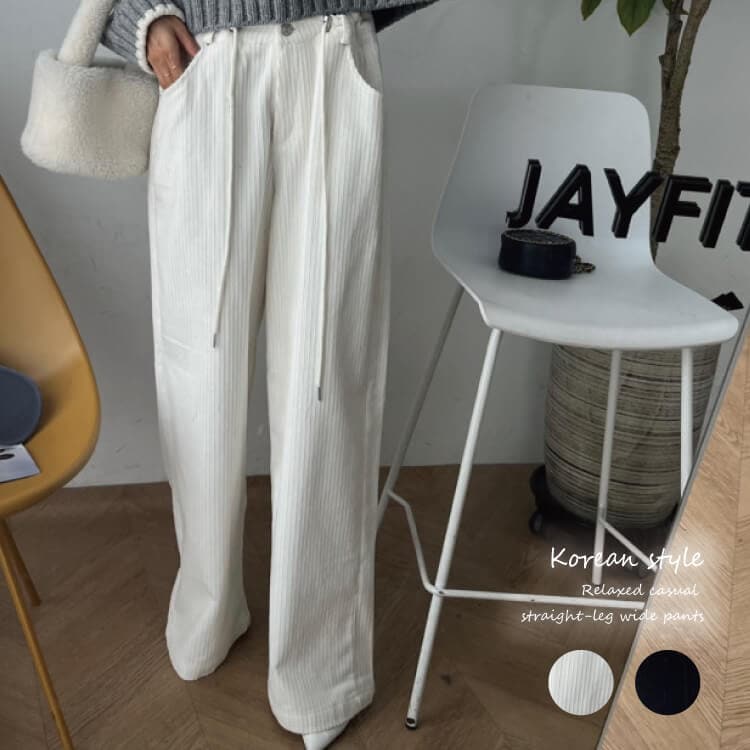 コーデュロイ ウエスト ドロスト ワイドパンツ