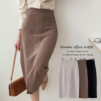 きれいめ フロントスリット 美ライン ミモレ丈 タイトスカート