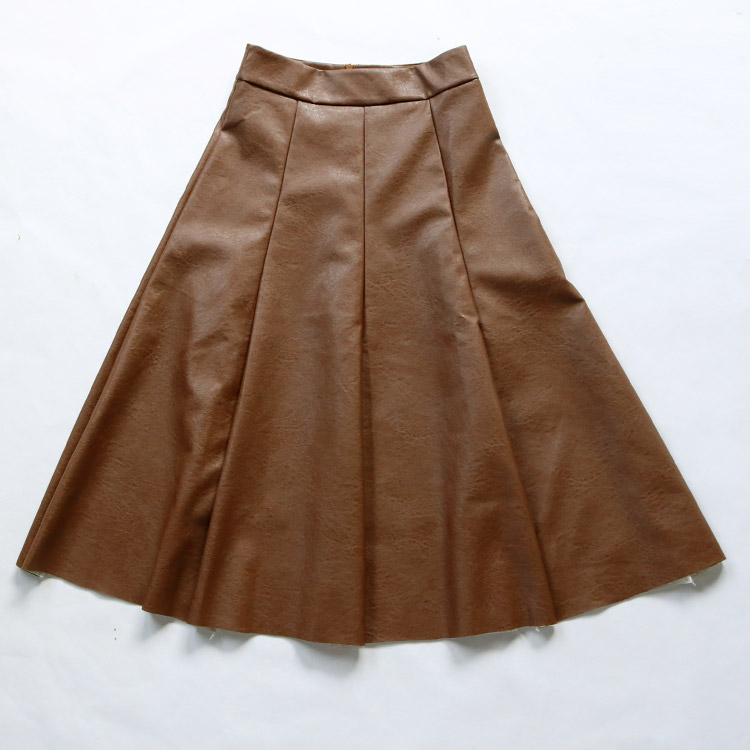 ミモレ丈 フレアライン フェイク レザースカート