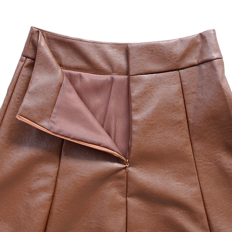 ミモレ丈 フレアライン フェイク レザースカート