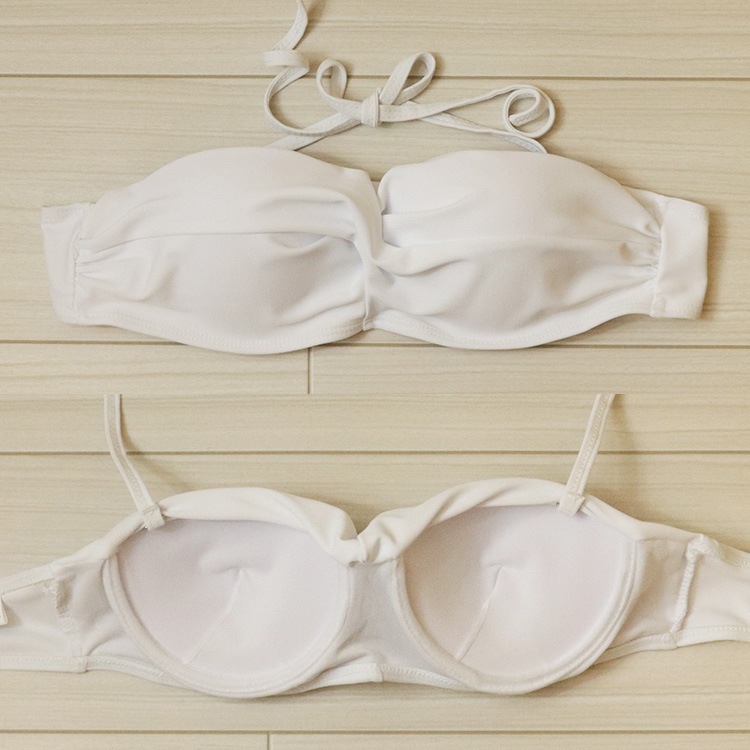 胸元クロス ハイウエストギャザー バンドゥビキニ