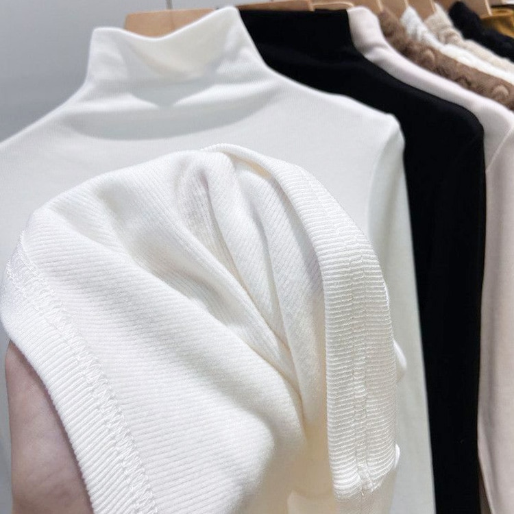 裏起毛 モックネック 長袖 ストレッチ Ｔシャツ