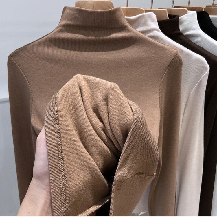 裏起毛 モックネック 長袖 ストレッチ Ｔシャツ