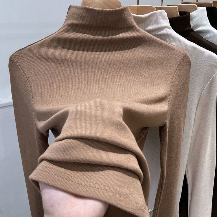 裏起毛 モックネック 長袖 ストレッチ Ｔシャツ