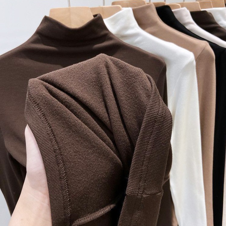 裏起毛 モックネック 長袖 ストレッチ Ｔシャツ