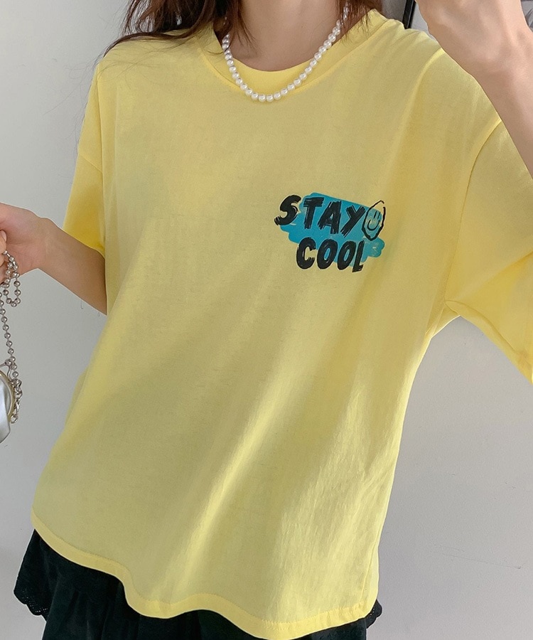 パラグラフ デカロゴ スマイル プリント オーバーサイズ Tシャツ パラグラフ デカロゴ スマイル プリント オーバーサイズ Tシャツ