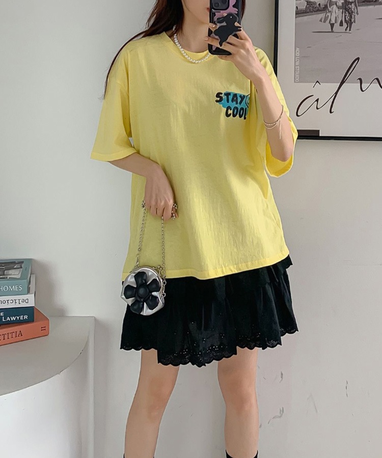 スマイルプリント オーバーサイズ 半袖 Tシャツ