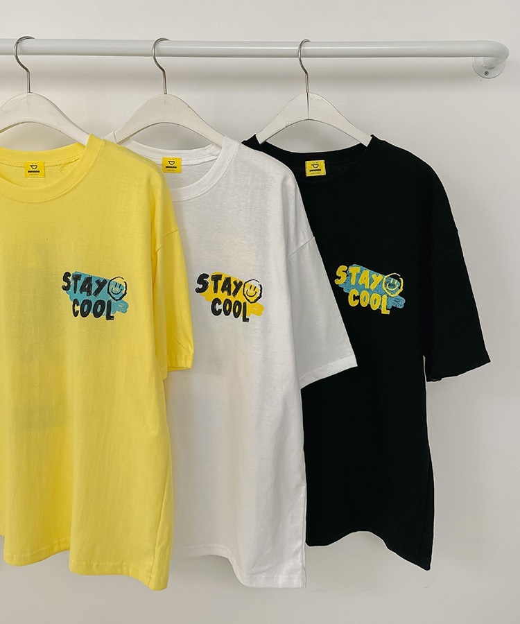パラグラフ デカロゴ スマイル プリント オーバーサイズ Tシャツ パラグラフ デカロゴ スマイル プリント オーバーサイズ Tシャツ