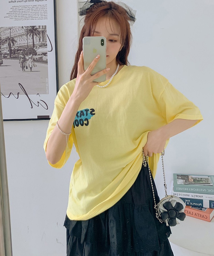 スマイルプリント オーバーサイズ 半袖 Tシャツ