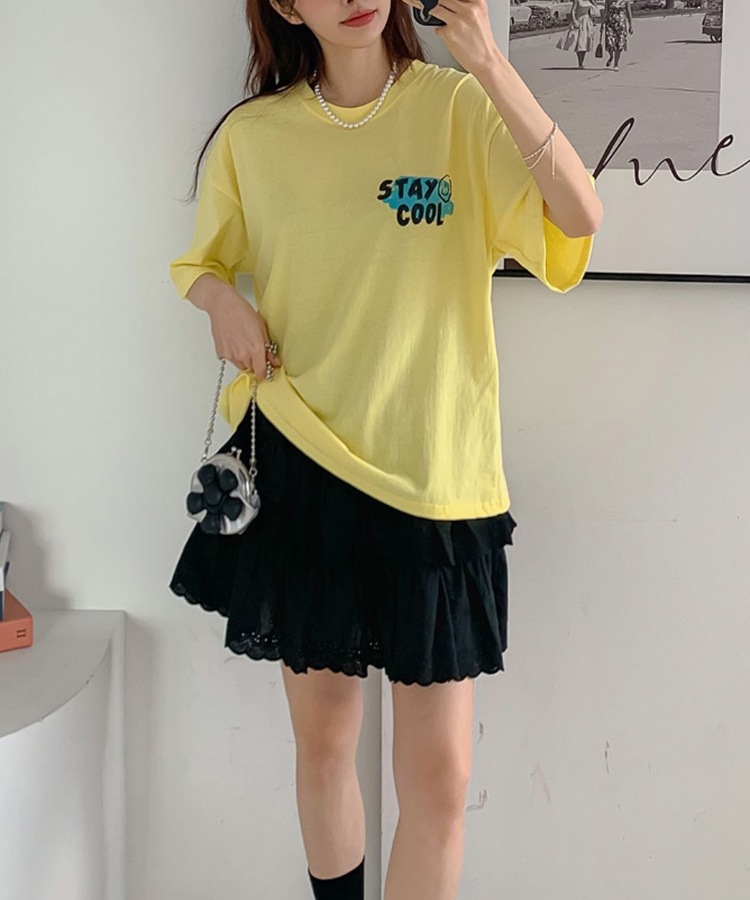 スマイルプリント オーバーサイズ 半袖 Tシャツ