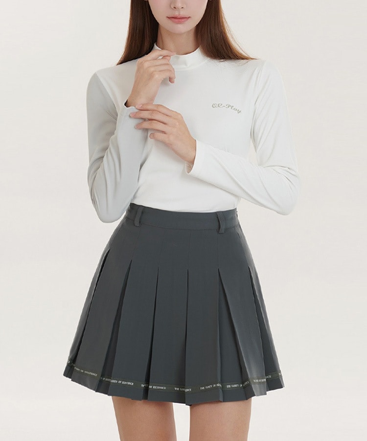 ハイネック 配色 長袖 Ｔシャツ 韓国ゴルフウェア