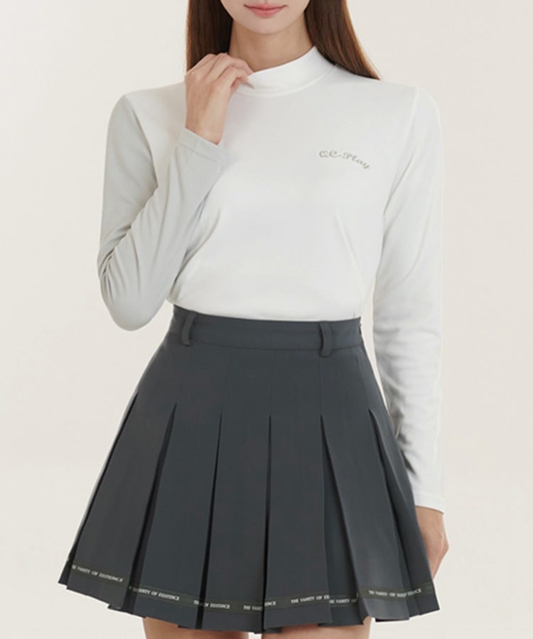 ハイネック 配色 長袖 Ｔシャツ 韓国ゴルフウェア