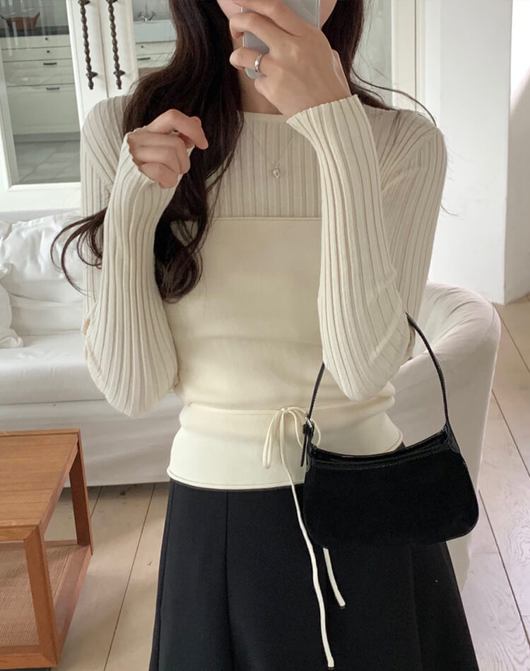 レイヤード ニット セット ビスチェ カットソー 

